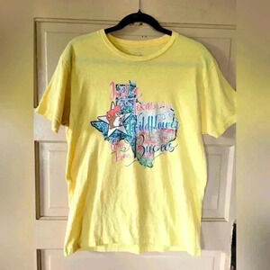 BUC-EES Medium Texas Wildflower Short Sleeve Cotton Tee Yellow T-shirt